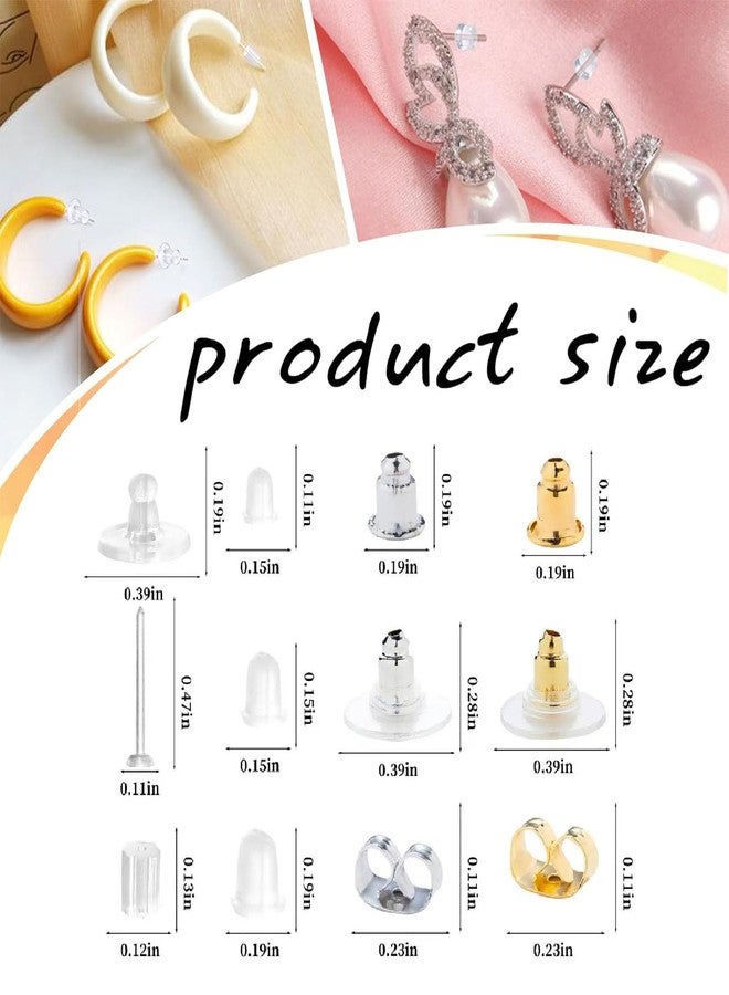 Gozaqe Earring Backs for Ear Studs,600Pcs 12 Styles Clear Earrings Metal Rubber Silicone Earring Backs,Universal Fit for Most Ear Piercings(with Storage Box) - Image 3